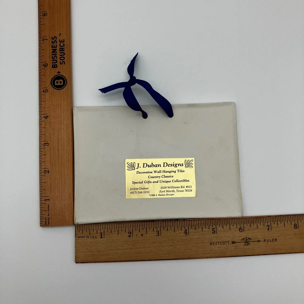 J. Duban Designs Wall Hanging Tile 1988 6x4.5 Blue Angel Friendship Quote
